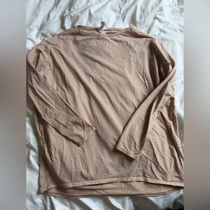 lululemon athletica Men's Long-Sleeve Striped Crew - Light Tan & White